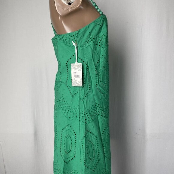 Hyacinth House Women’s Eyelet Beaded-Strap Ibiza Mini Dress Green Size XS - Picture 8 of 9
